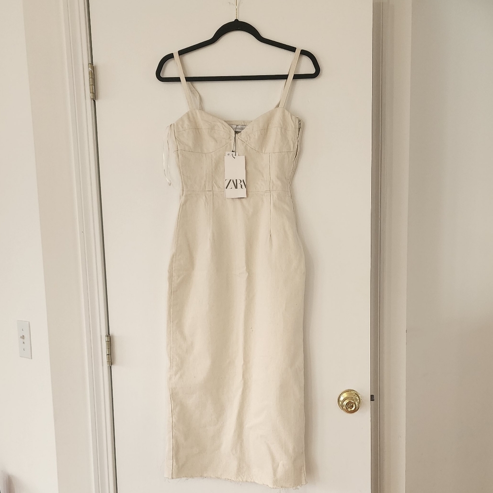 ZARA beige jeans pencil dress size S